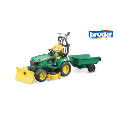 Bruder 62104 Bworld John Deere Zitmaaier + Aanhanger en Tuinman