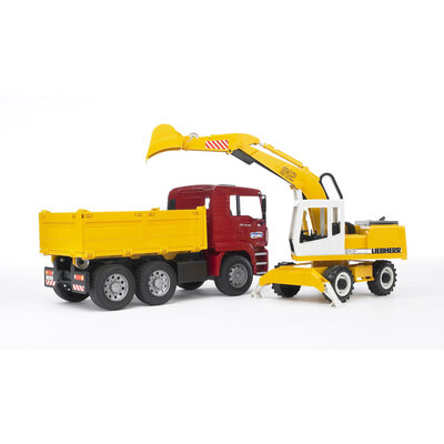 Bruder 2751 MAN TGA Kiepauto met Liebherr Graafmachine