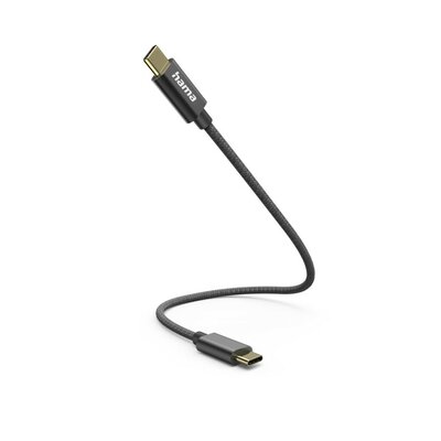 Hama Oplaadkabel USB-C - USB-C 0,2 M Nylon Zwart