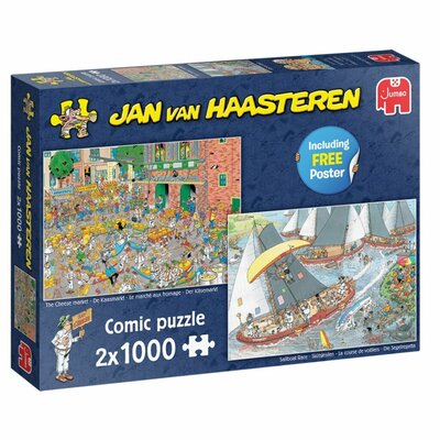 Jumbo Jan Van Haasteren Puzzel Hollandse Tradities 2x 1000 Stukjes + Poster