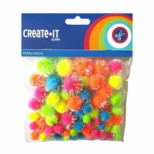 Creat It Glitter Pompoms 75 Stuks Neon