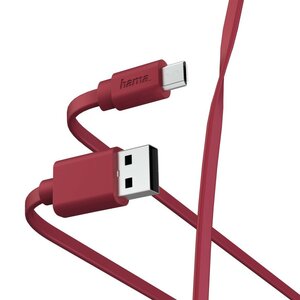 Hama Oplaad-/gegevenskabel Flat USB-A - Micro-USB 1 M Rood