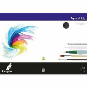 Kangaro K-5314 A2 Aquarelblok 300 Gram 12 Vel Zwart