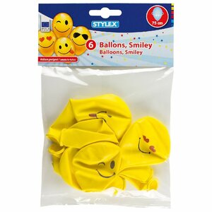 Stylex Balonnen Smiley 75 cm 6 Stuks Geel