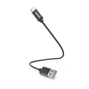 Hama Oplaadkabel USB-A - USB-C 0,2 M Nylon Zwart