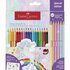 Faber Castell FC-201543 Colour Grip Kleurpotloden 18 Stuks + 6 Sparkle Pastel Kleurpotloden en Unicorn Stickers_