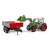 Bruder 02182 Fendt Vario 211 met Voorlader + Zijwandaanhanger_