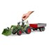 Bruder 02182 Fendt Vario 211 met Voorlader + Zijwandaanhanger_