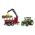 Bruder 03154 John Deere 7R 350 Tractor + Aanhanger en 4 Boomstammen_